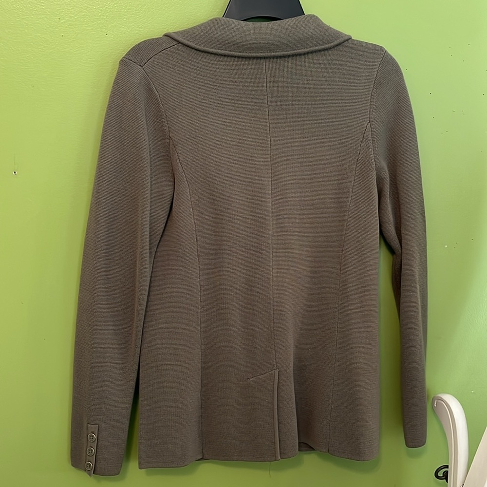 New Talbots Notched Collar Sweater Blazer, olive. - Picture 6 of 6